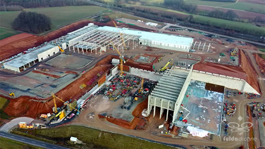 Luftaufnahme der Woche ~ KW 04/2022 ~ Baustelle des zukünftigen Logistikzentrums von tegut in Michelsrombach